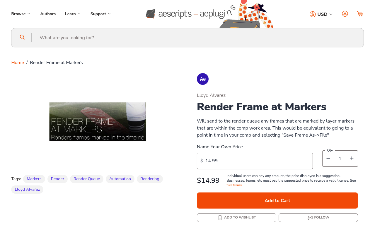 Render Frame at Markers screenshot